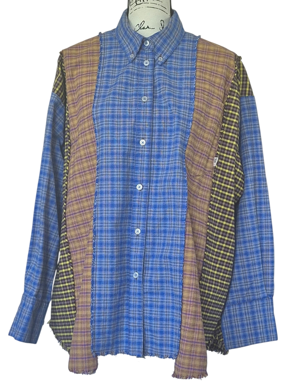 BDG Women's Spliced Dad Button-Down Shirt Sz S - Picture 2 of 6